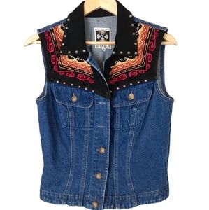 vintage 90s western jean vest